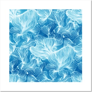 Blue Shibori Corals Posters and Art